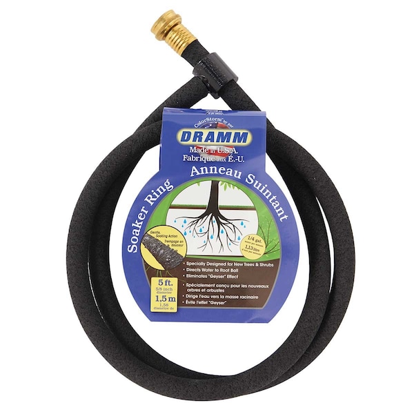 Dramm 5/8 in ID x 5 ft L ColorStorm Tree Soaker Watering Hose, Recycled Rubber Tube, Black 17061 - main